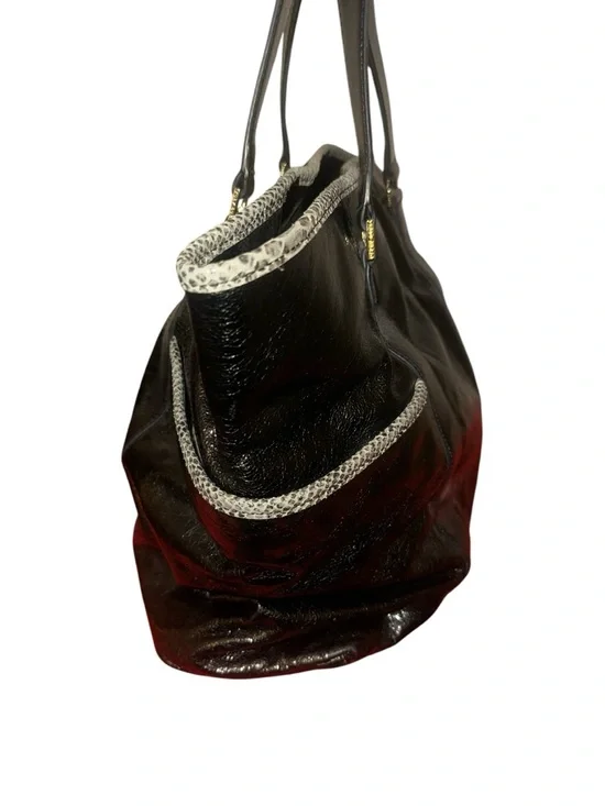 Tory Burch Black Leather Tote with Logo Medallion - Picture 11 of 17